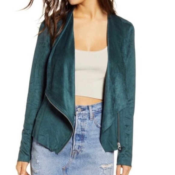 Blank NYC‎ Emerald Green Suede Waterfall Cadigan Small - Picture 1 of 6
